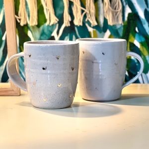 Pickle Pottery Artist Crafted Ceramic Heart Mugs Set of 2